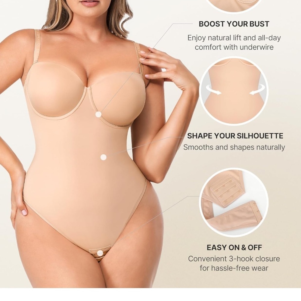 New SHAPELLX Black Bodysuit Women Tummy Control Shapewear Body Suit M